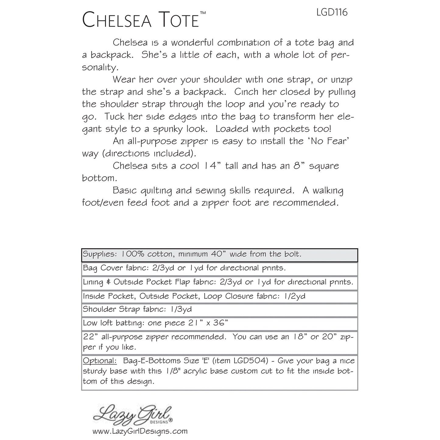 Chelsea Tote PDF Pattern
