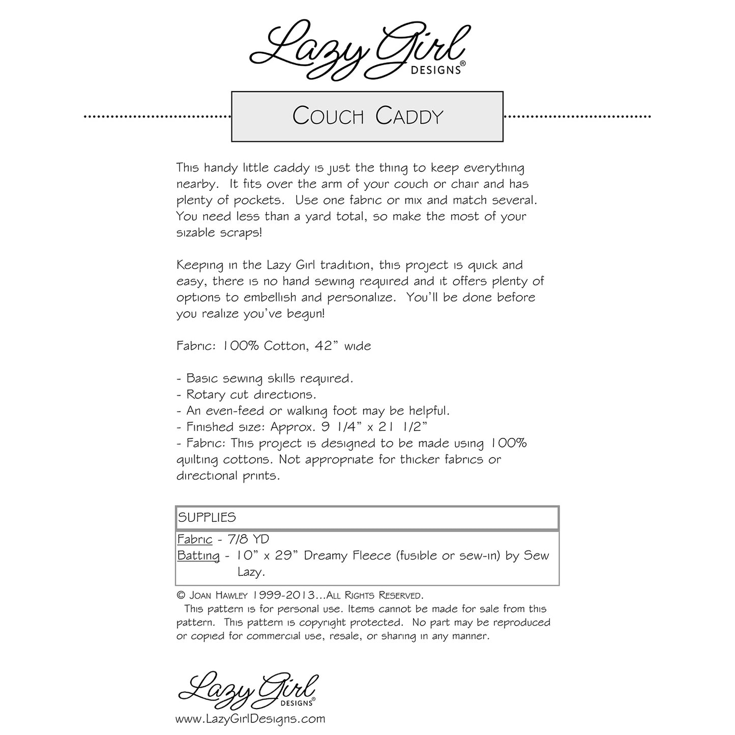 Couch Caddy PDF Pattern