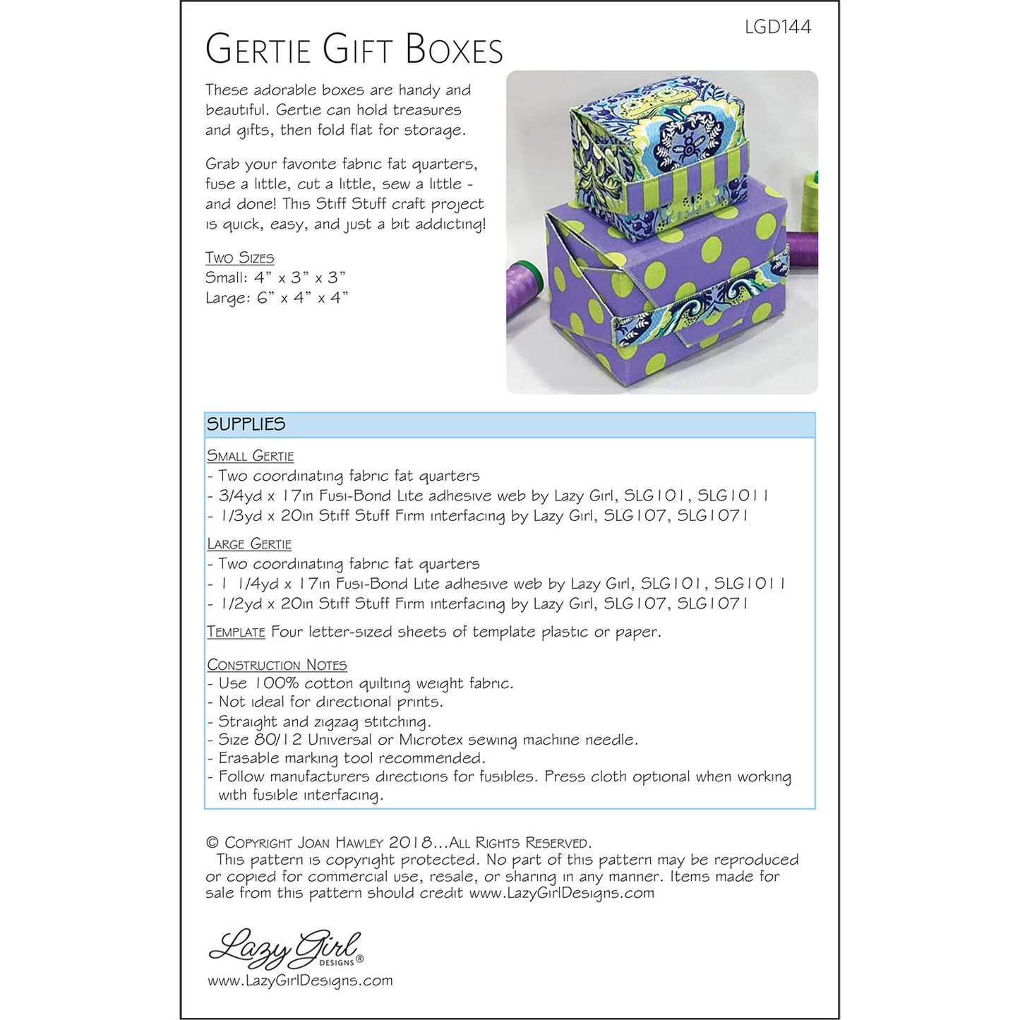 Gertie Gift Boxes PDF Pattern
