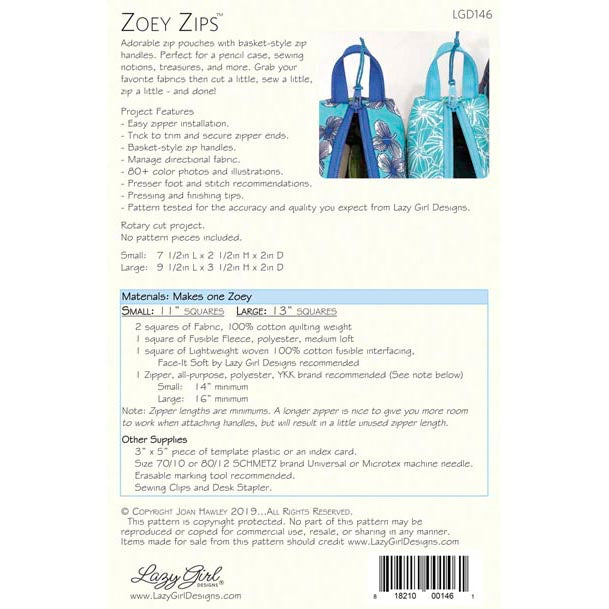 Zoey Zips PDF Pattern
